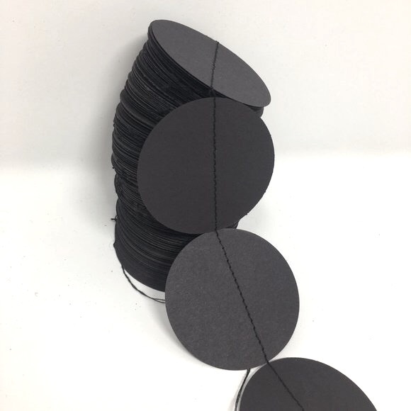 Black Dark Grey Round Paper Large Circle Party Halloween Extra Long Garland - Picture 16 of 16